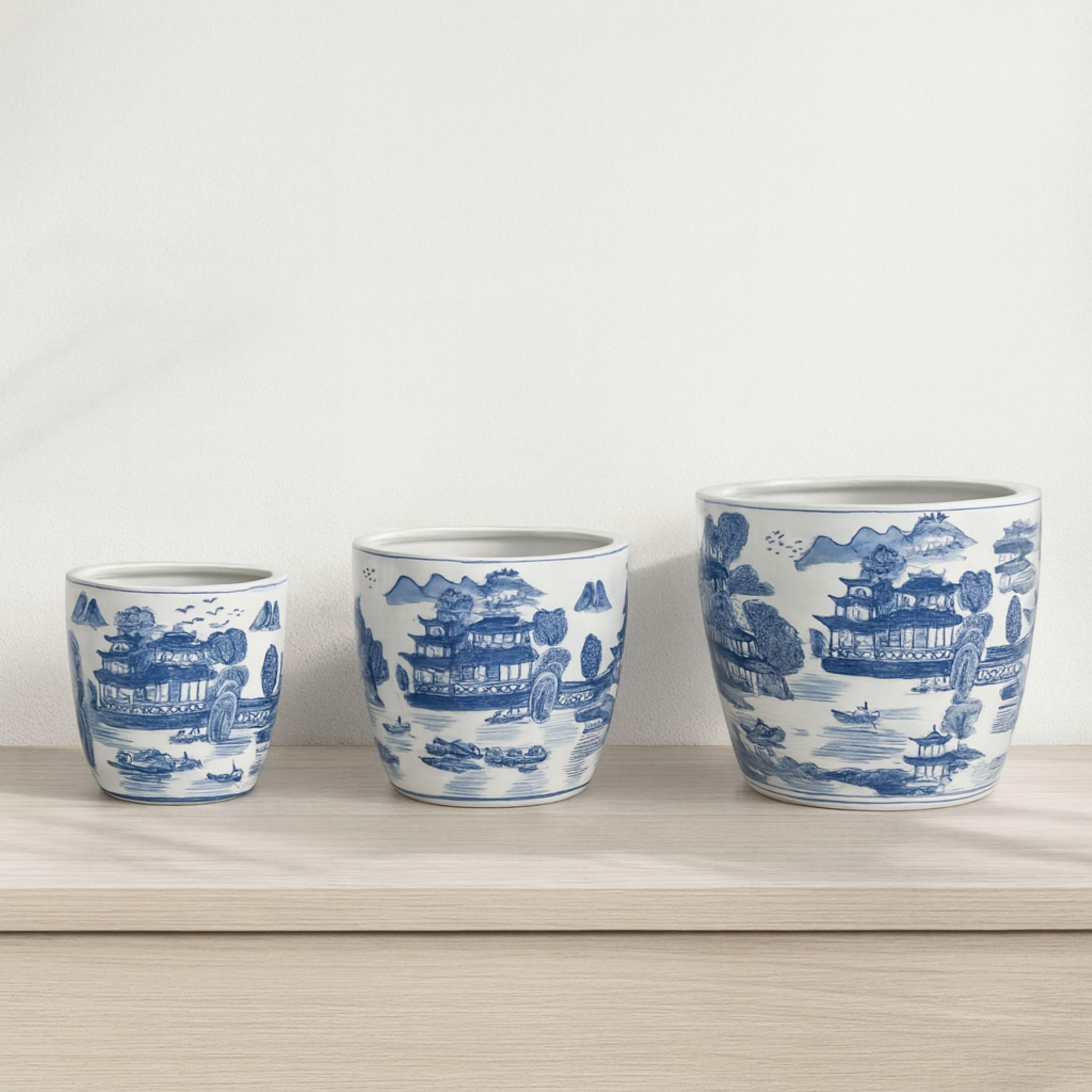 Sagebrook Home Set of 3 Stoneware Planters
