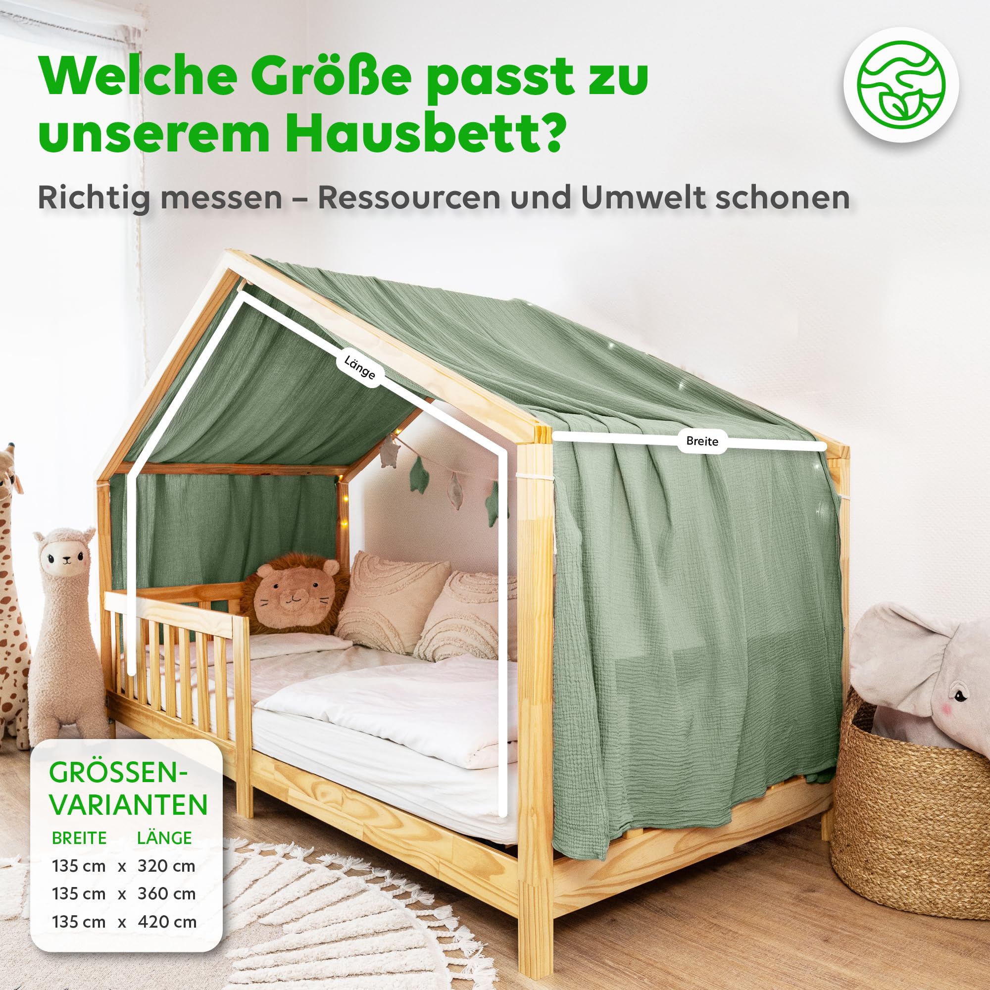 lilimaus Hausbett Himmel [in 12 Farben] Betthimmel Hausbett aus 100% Baumwolle Musselin - Stoffhimmel für Hausbett Deko Mädchen & Jungen - Himmel für Hausbett Kinder - Bett Vorhang Kinderbett