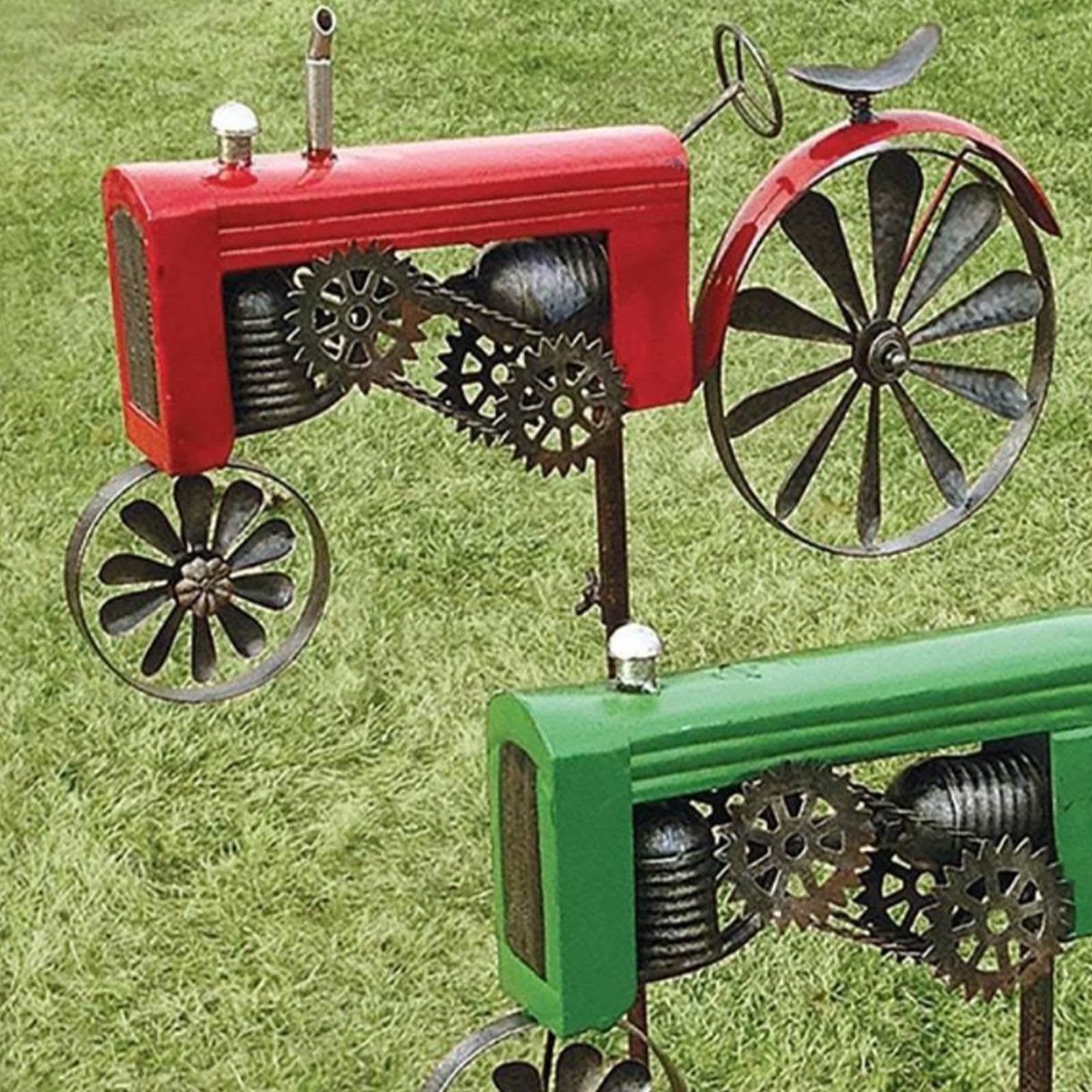 Metalowa Wirówka Wiatrowa | Metalowy Traktor Ruchoma Sztuka Spinner Wiatrowy | Wiatrak Na Patio - na farmę przed dom na podwórko patio ganek trawnik kwietnik święta