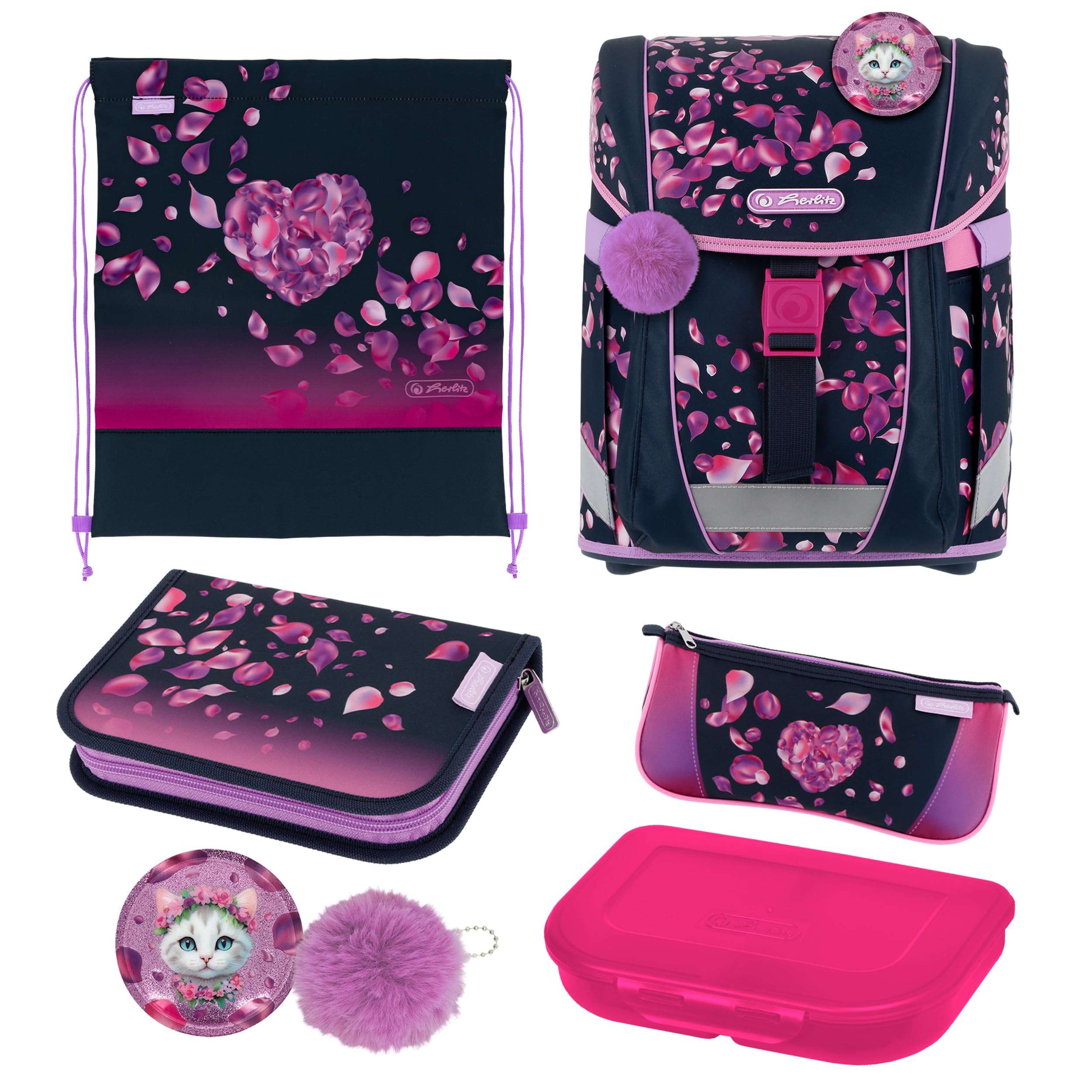 herlitz mitwachsender Schulranzen FiloActive XL, 7-teiliges Set, 1.Klasse Junge Mädchen Kinder 21 L