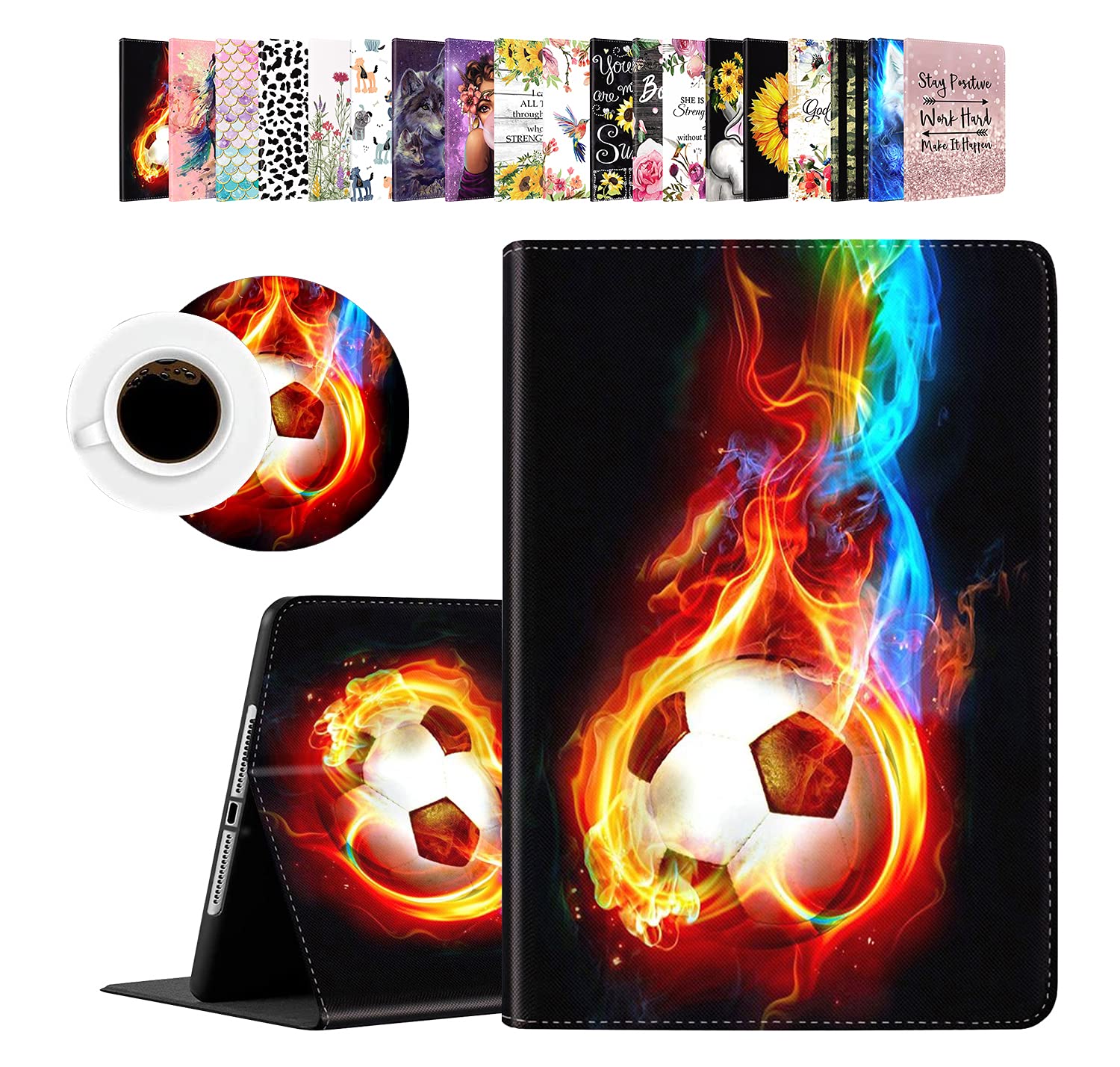 for iPad Mini Case, iPad Mini 1 2 3 4 5 Case and Coasters Set, PU Leather Folio Case Smart Cover with Stand & Auto Wake Sleep for iPad Mini 5/4/3/2/1