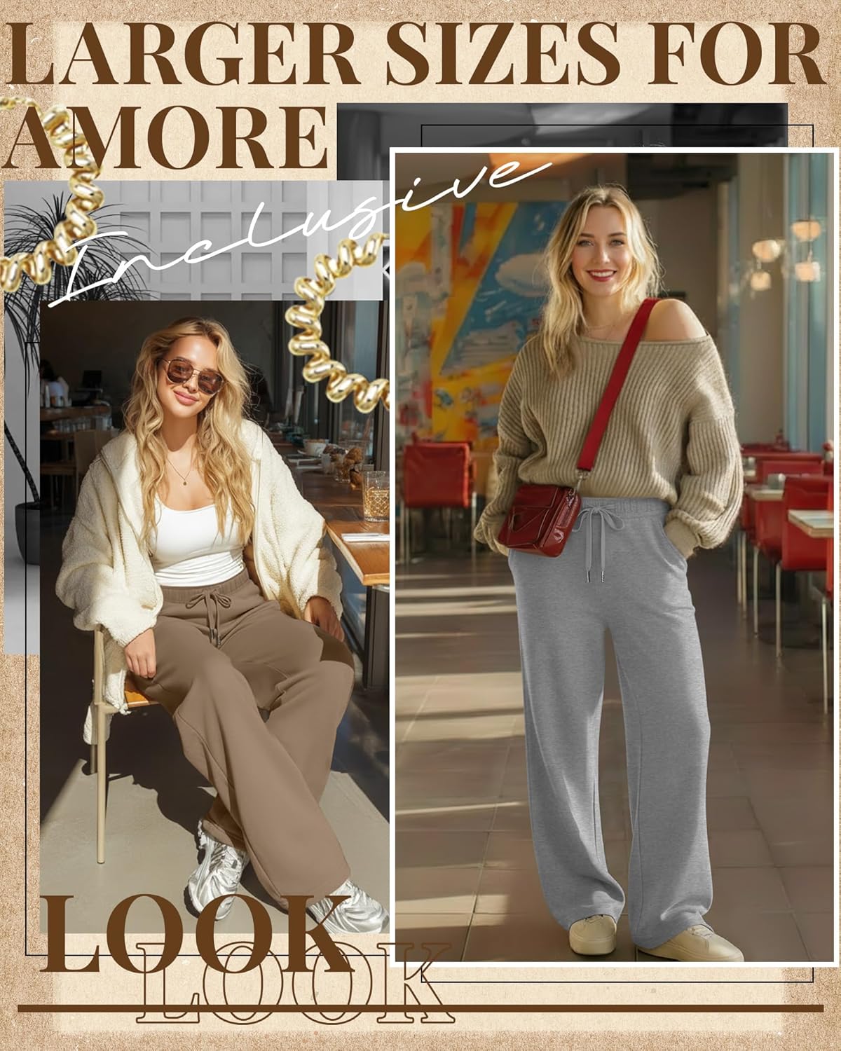 3 Pack Women's Plus Size Wide Leg Sweatpants Drawstring Straight Lounge Pants Elastic Waist with Pockets Jogger - Image 2