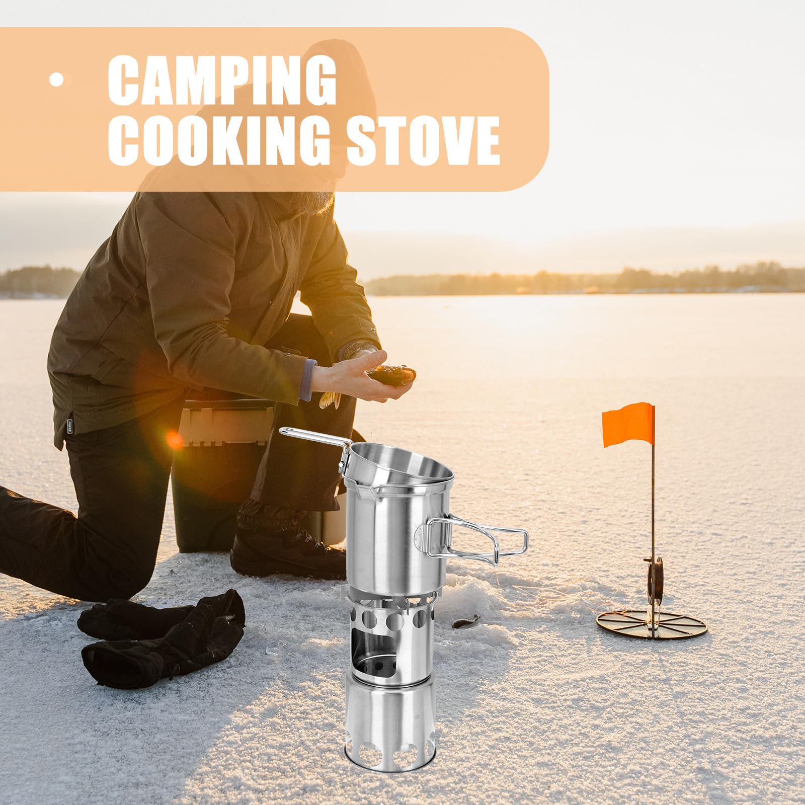Casserole Portable de Camping en Acier Inoxydable Argenté, Compacte