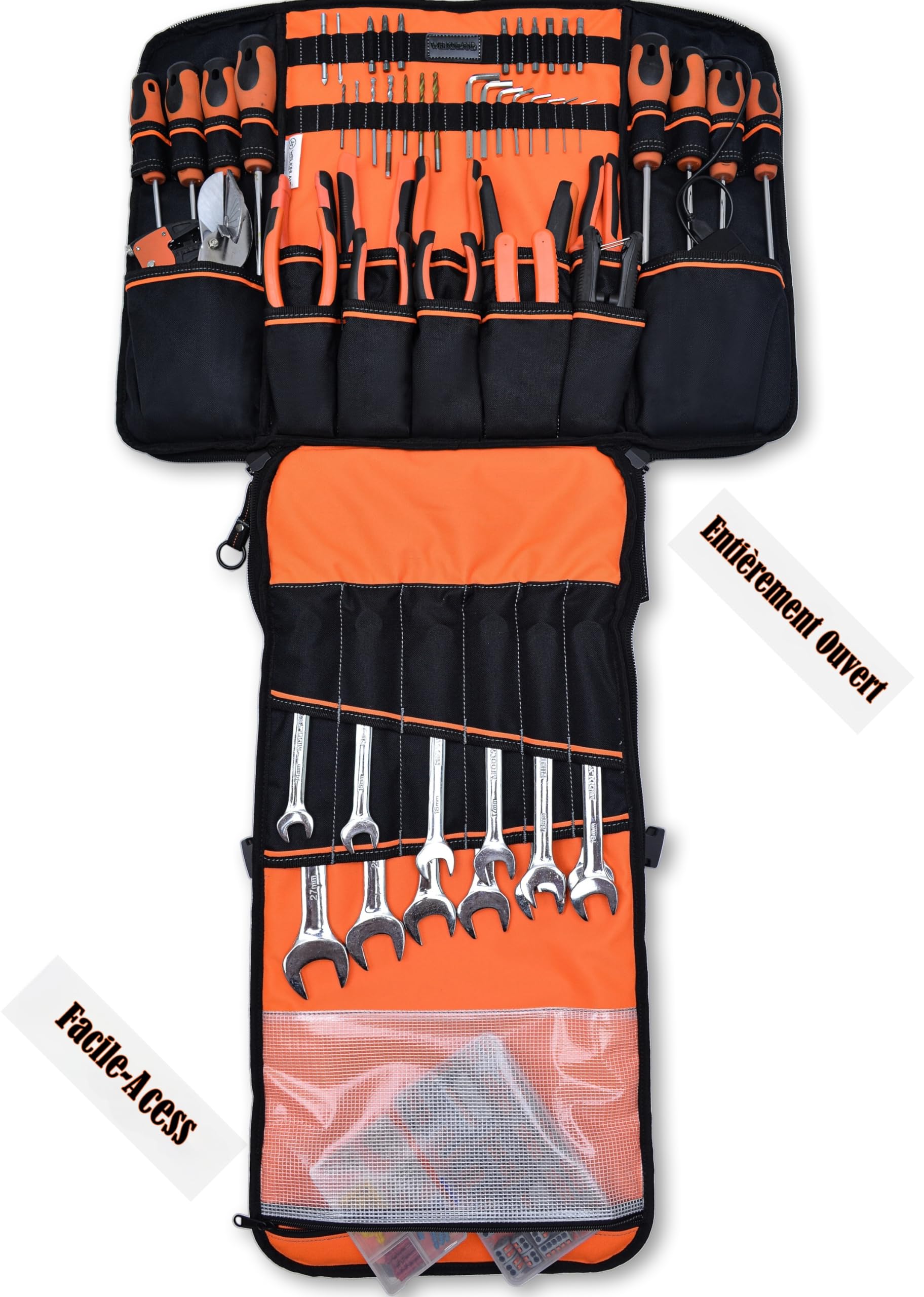 Welkinland Sac à outil et dos entièrement ouvert, sac à dos pour outils et électriciens