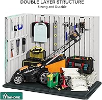 Vista 6 de YITAHOME - Cobertizo de almacenamiento horizontal al aire libre con puerta bloqueable en forma de X, cobertizo de herramientas de resina resistente