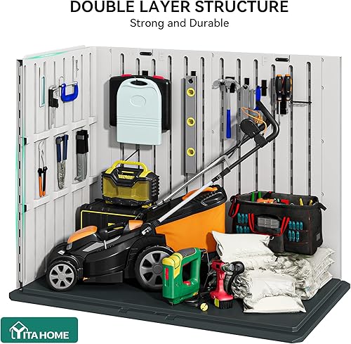 Miniatura 6 de YITAHOME Cobertizo de almacenamiento horizontal para exteriores con puerta con cerradura en forma de X, 35 pies cúbicos, cobertizo de herramientas