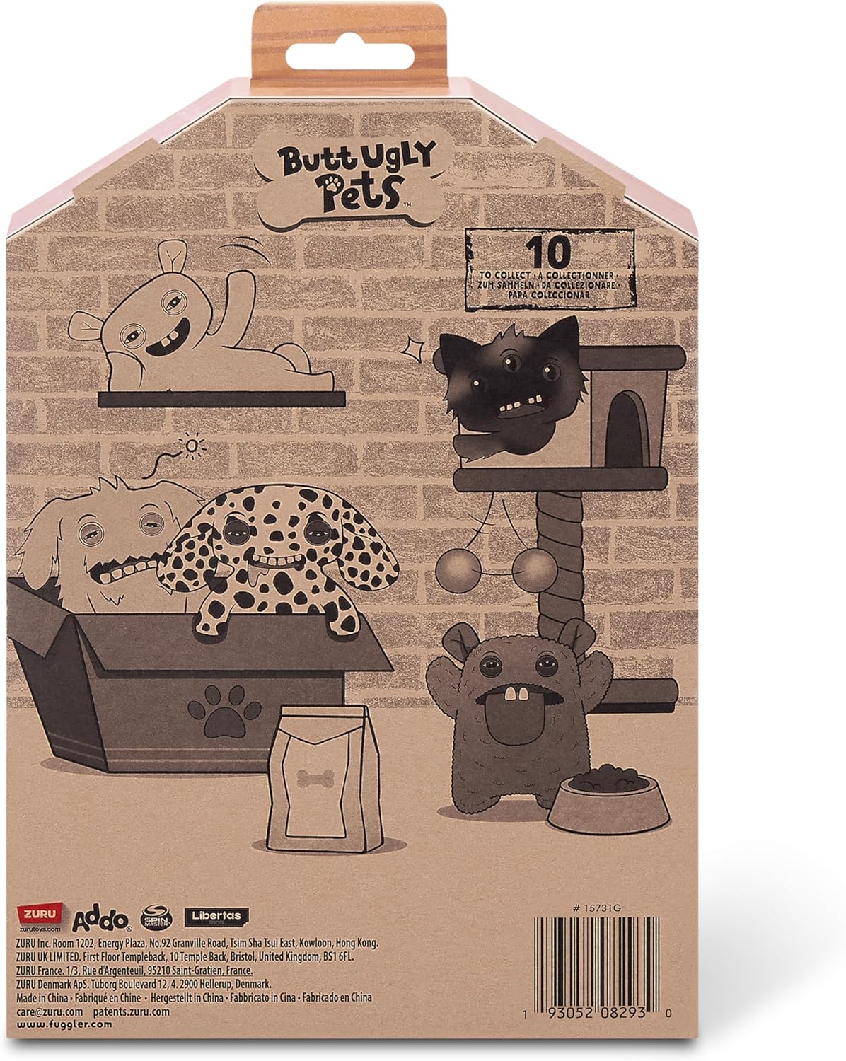 Fuggler Butt Ugly Pets 9-inch Series 1 by ZURU, Funny Ugly Monster Plush Toy (Yawper Cat, Mr Buttons Rabbit)