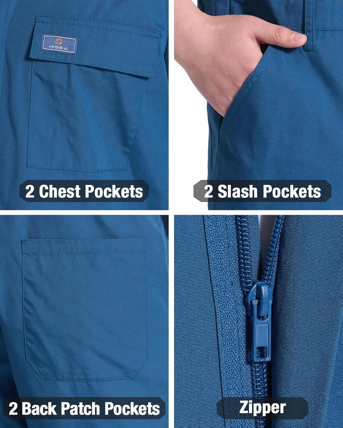 HISEA Coveralls for Men Short Sleeve, Mens Lightweight Mechanic Work Jumpsuit with Pockets, Stain & Wrinkle Resistant - Image 3