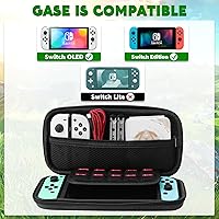 Vista 5 de GLDRAM Funda de transporte Zelda para Nintendo Switch y OLED, kit de accesorios de luz con funda de viaje impermeable para interruptor, soporte
