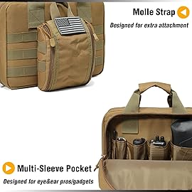 DBTAC Gun Range Bag XS | Tactical 1~2 Pistol Bag Firearm Shooting Case with Lockable Zipper for Handguns and Ammo (Brown)