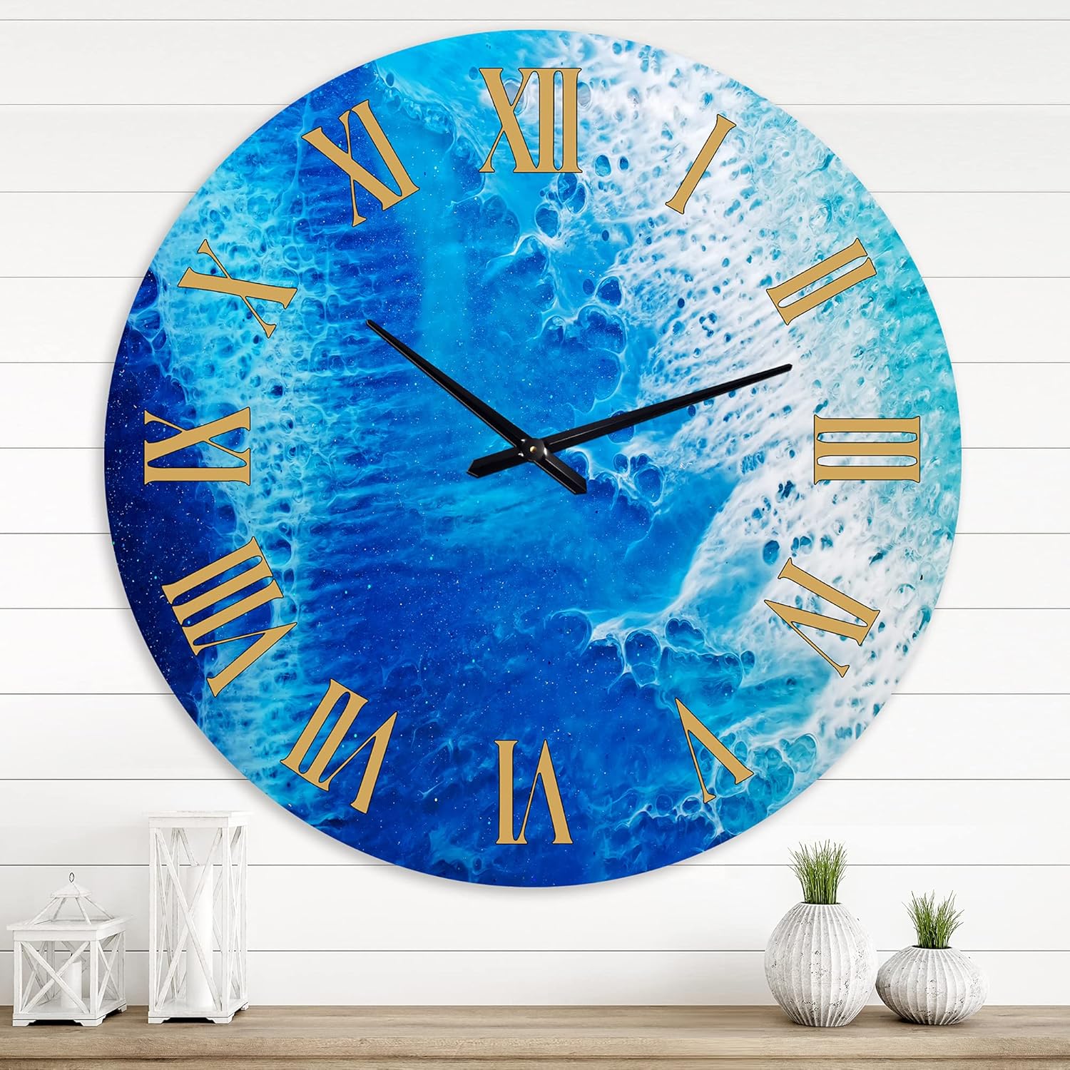 Reloj de pared moderno 'Ondas de resina epoxi Art V' reloj de