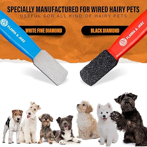 Miniatura 3 de FLAMIA & JABZ Pelar con bordes de diamante de piedra de metal para perros, gatos y mascotas con agarre de plástico (paquete de 2 piezas gruesas y