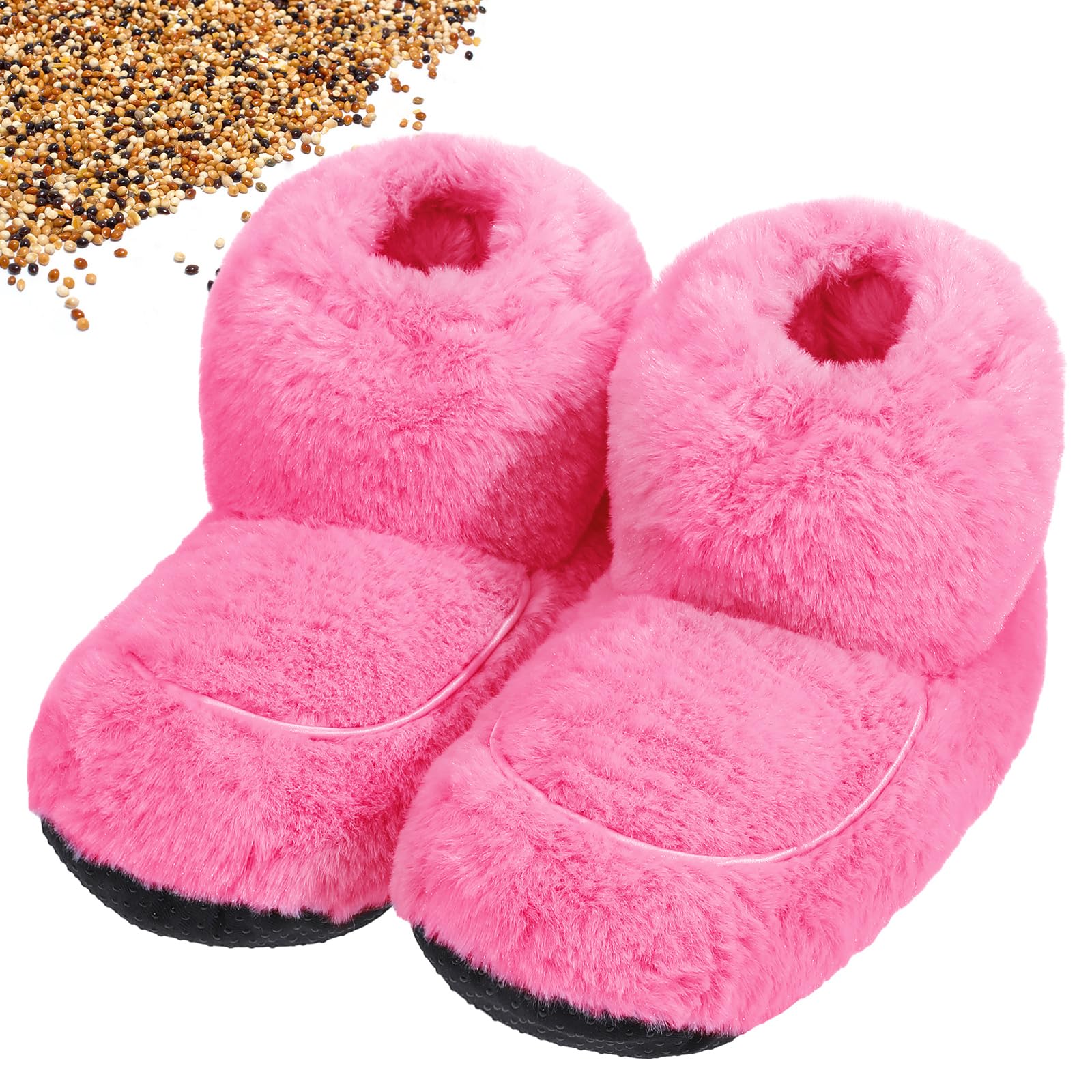 Cozypower Microwavable Slippers for Women Men Heated Booties Warming Slippers Heatable Wellness Boots with Moist Heat Therapy Comfortable Feet Warm for Foot Ankle Pain Plantar Fasciitis(Pink)