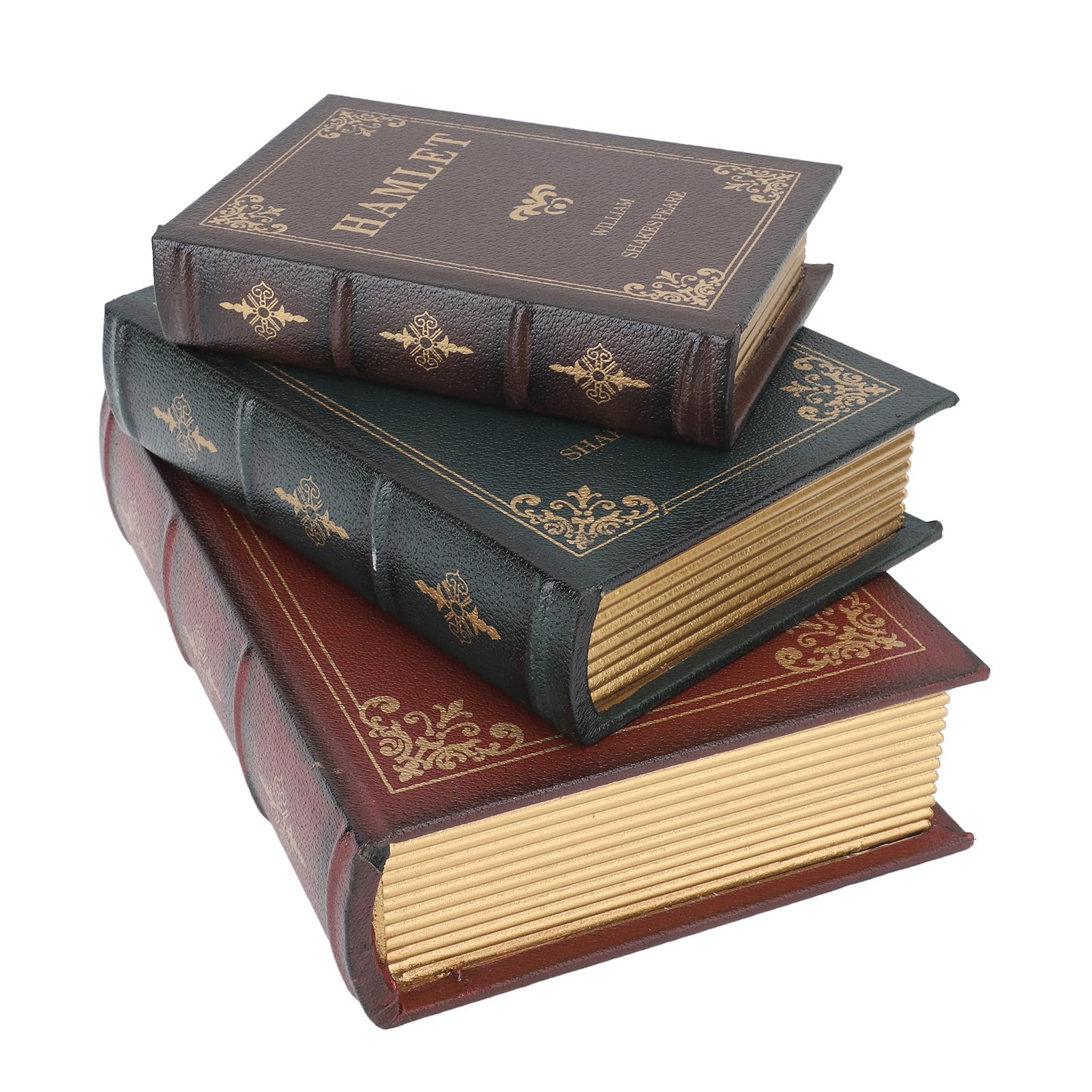 Depisuta Decorative Book Box Set of 3, Decorative Vintage Book Shaped Trinket Storage Box, Vintage Fake Book Trinket Keepsake Storage Box, Antique Book Box for Office Photo Prop