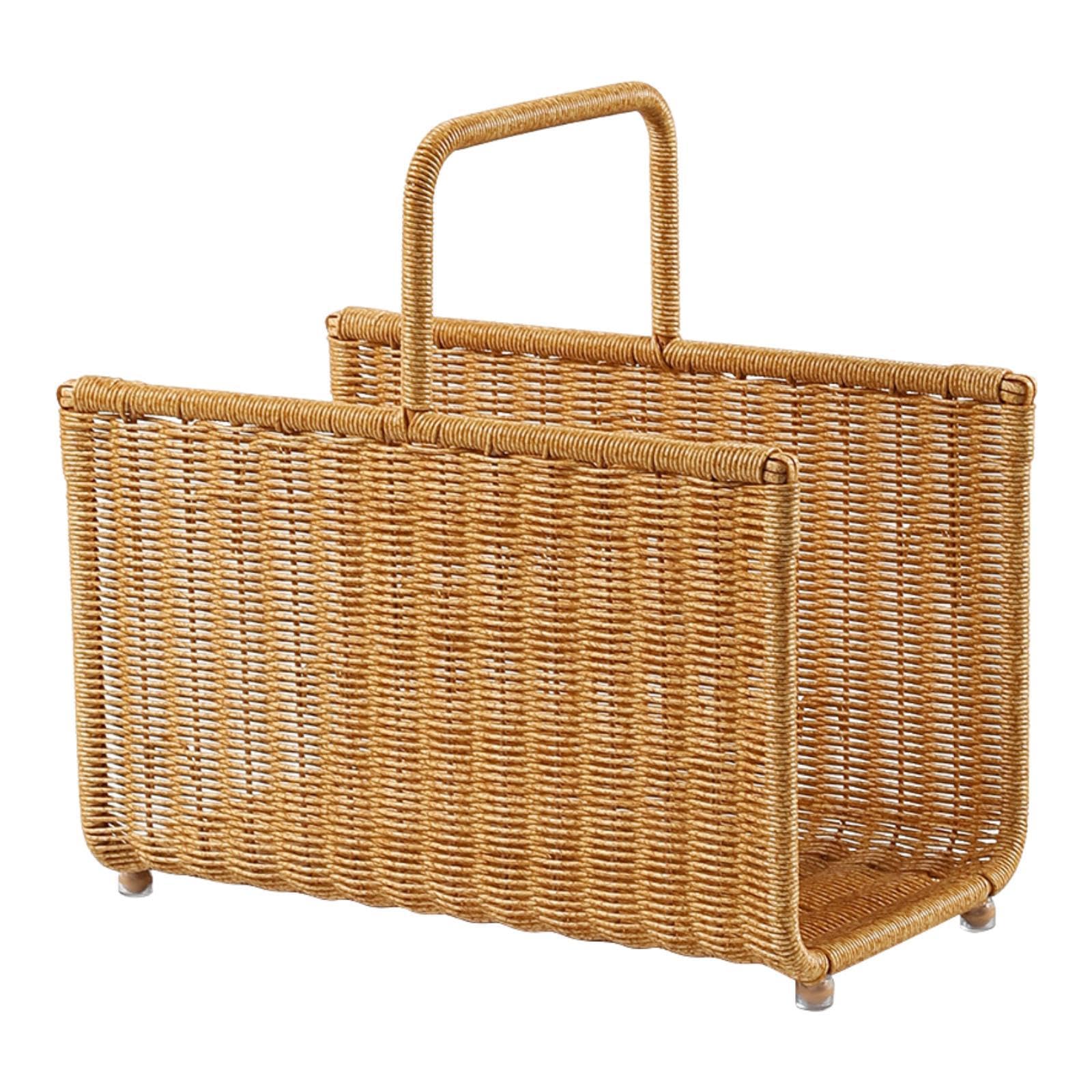 CALANDIS Imitation Rattan Magazine Rack Newspaper Holder for Bedroom Home Living Room | Magazine Racks | Home Organization | Household Supplies & Cleaning-image-18