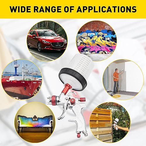 Miniatura 6 de HVLP Pistola de pulverización de alimentación por gravedad, kit de pistola de pintura de aire automotriz con boquillas de 1.4, 1.7, 0.079 in, 10