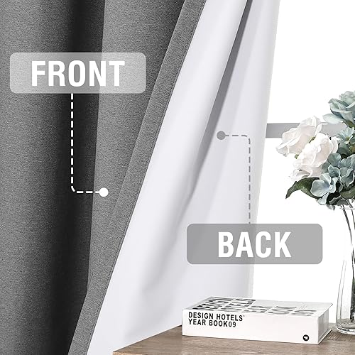 Miniatura 6 de H.VERSAILTEX - Cortinas 100% opacas con aislamiento térmico, texturizadas, de lino, con bloqueo de calor y luz completa, psala de estar y