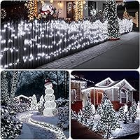 Vista 7 de Paquete de 2 tiras de luces solares de 100 luces LED para exteriores, impermeables, de 42.7 pies, luces solares de Navidad de alambre verde, 8 modos