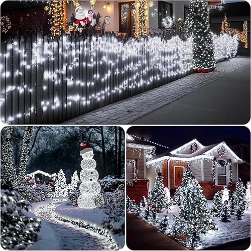 Miniatura 7 de Paquete de 2 tiras de luces solares de 100 luces LED para exteriores, impermeables, de 42.7 pies, luces solares de Navidad de alambre verde, 8 modos