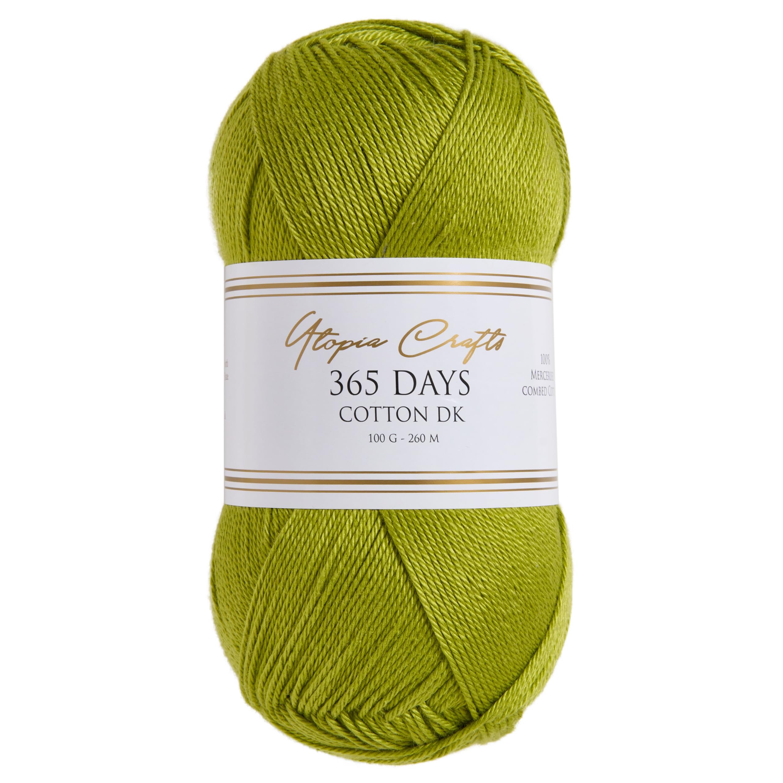 Utopia Crafts 365 Days Mercerised Combed Cotton DK Yarn for Knitting & Crochet 100g (Olive Green) โ image 1