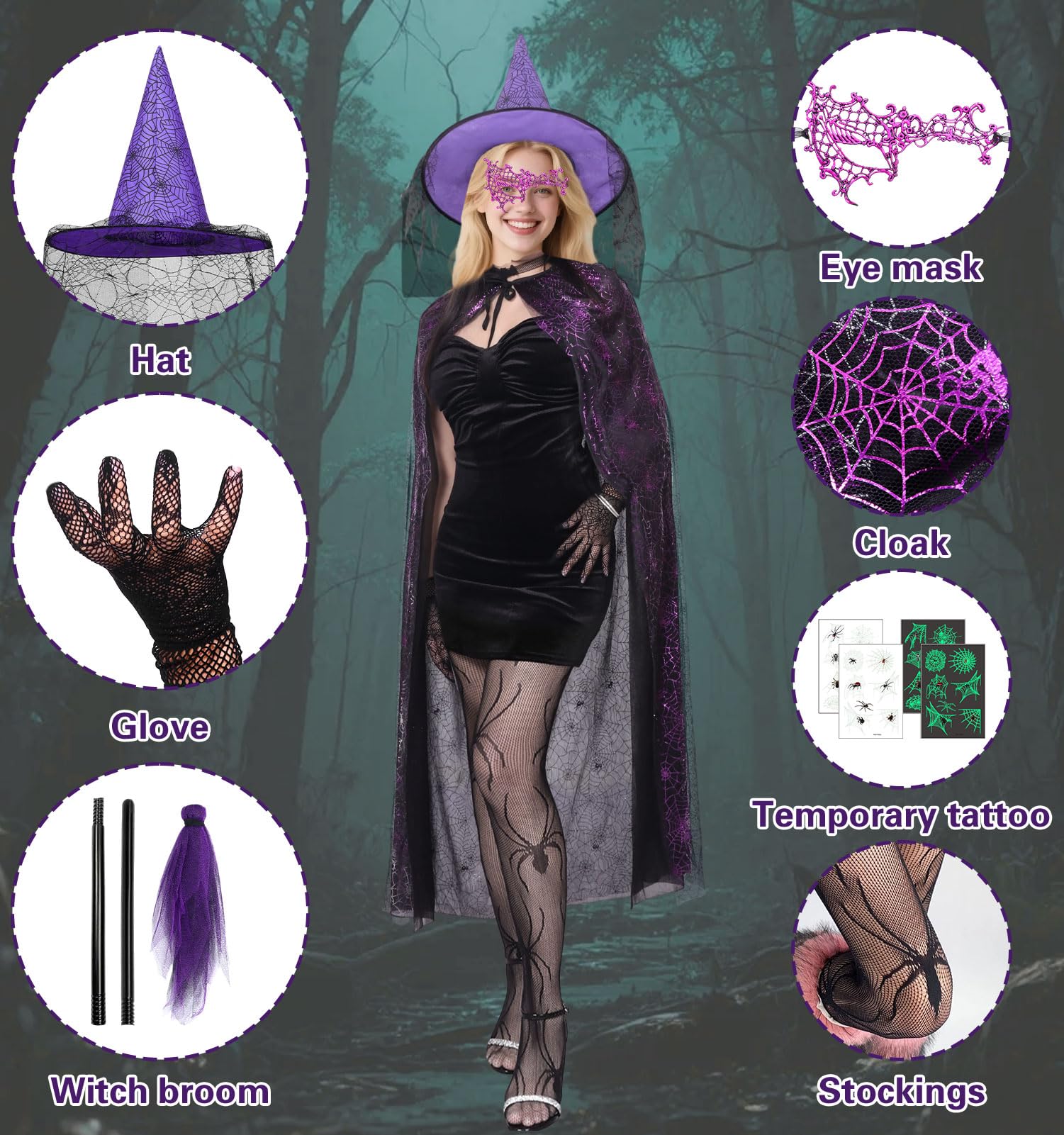 HarnyLoom Witch Costume Adult Spider Women Halloween Costume - Image 4