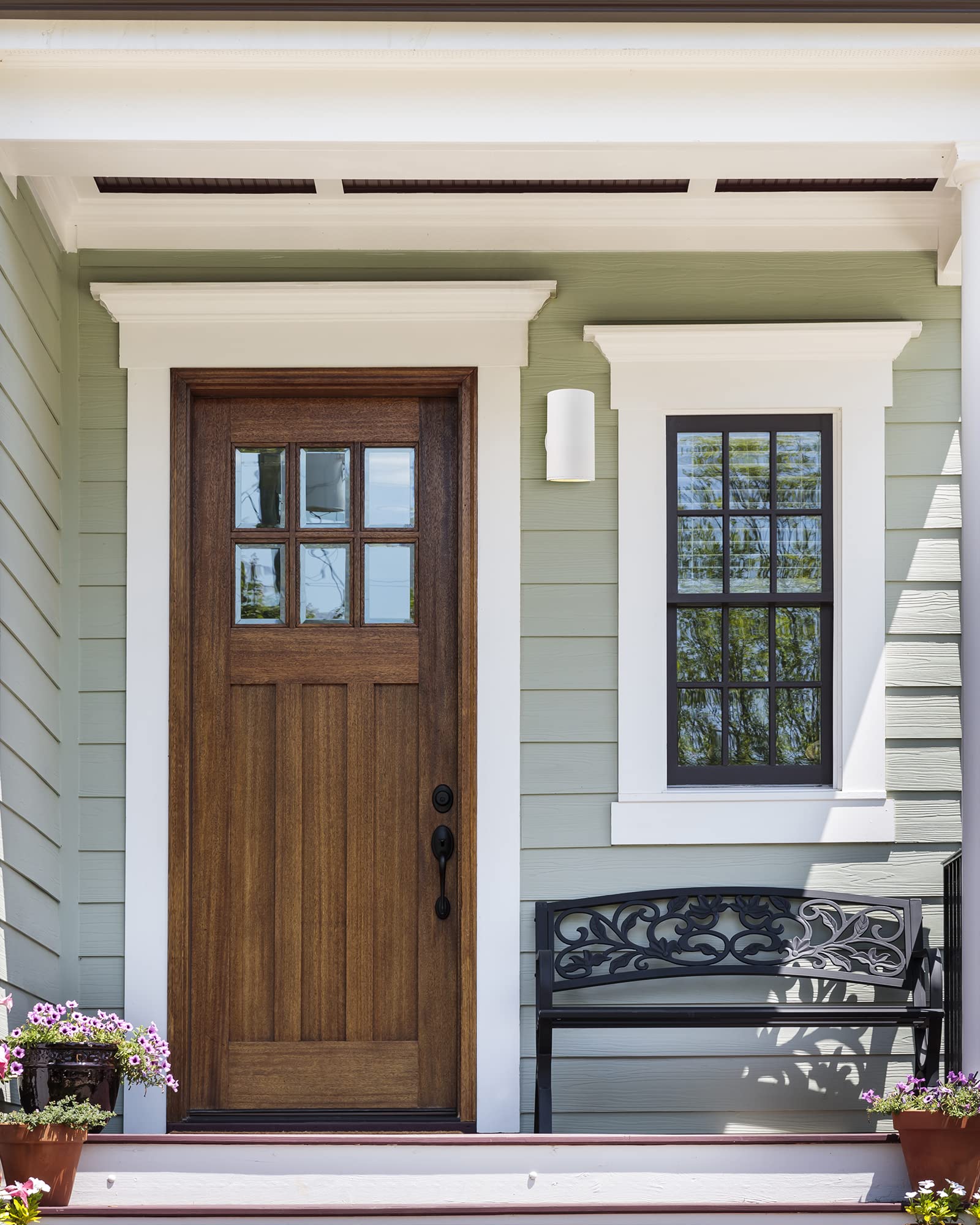 Ken & Ricky Outdoor Wall Sconce, Exterior White Wall Light Fixtures, Porch Lights Outdoor Wall with Tempered Glass Cover for House Garage Patio Front Door - 2 Pack