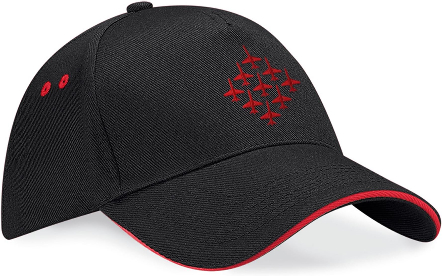 ™ Embroidered Diamond 9 Contrast Baseball Cap (Black/Red, Adults)