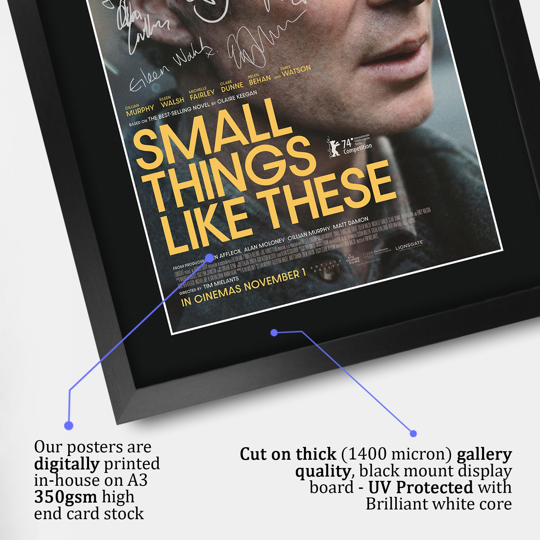HWC Trading Small Things Like These Cillian Murphy Geschenke Geduckter Poster Signiertes Autogramm Foto für Fans von Film Memorabilien - A3 Gerahmt