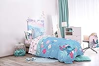 Vista 7 de Disney Lilo & Stitch Paradise Dream - Juego de edredón y funda de almohada tamaño twin, ropa de cama reversible súper suave para niños, microfibra