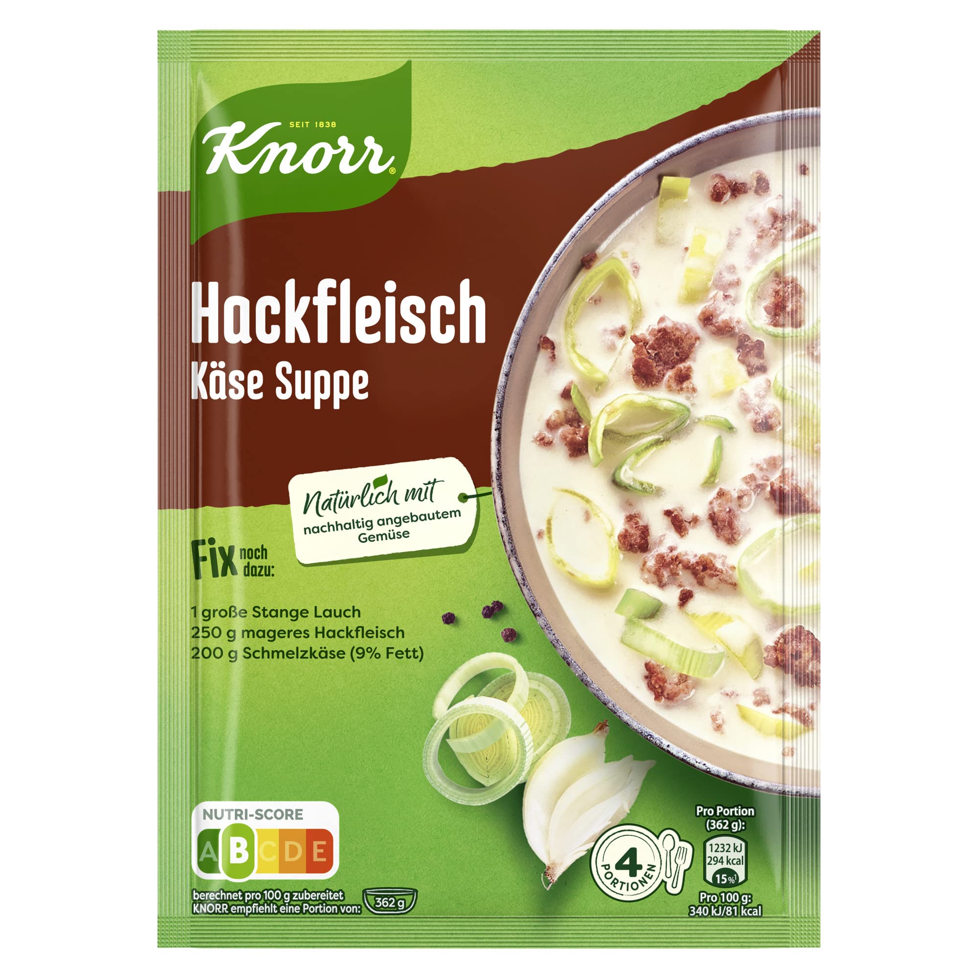 Knorr Fix Würzmischung Hackfleisch Käse Suppe für eine leckere Suppe mit Hack ohne geschmacksverstärkende Zusatzstoffe ,58g (1er Pack)