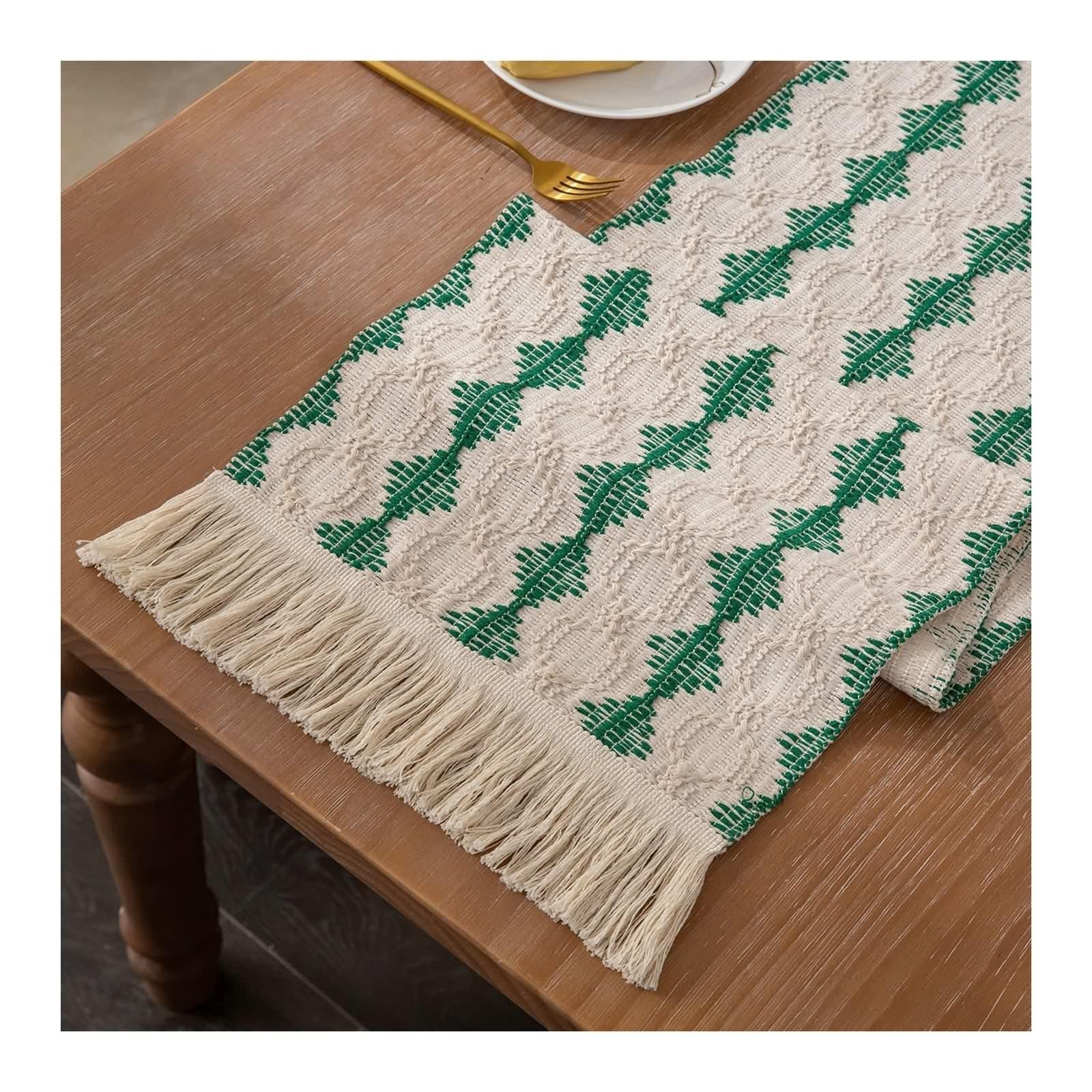 Lniany bieżnik w paski, nowoczesny wiejski bieżnik na stół w kratę zielony stół do jadalni dekoracja na wesele 33 x 330 cm