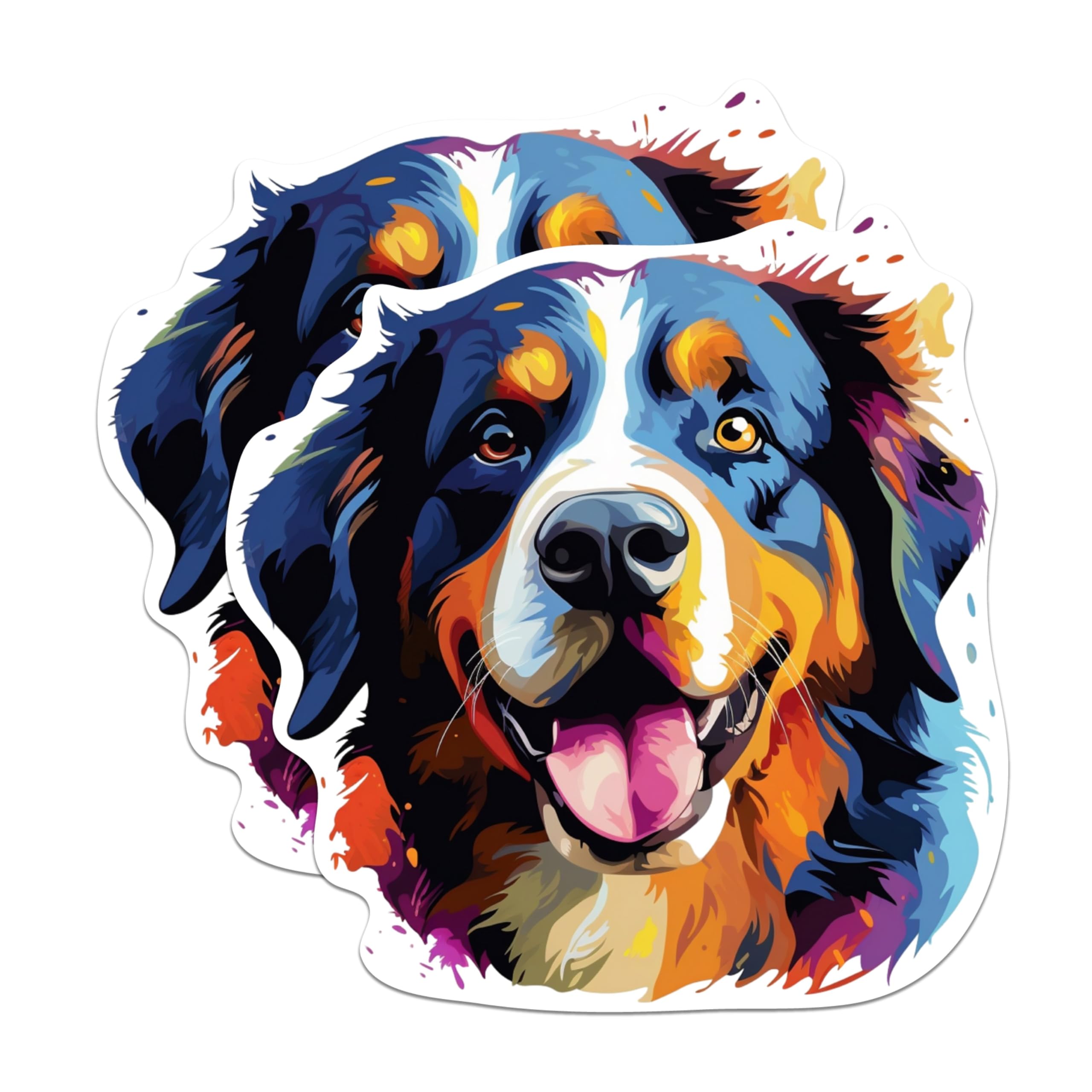 (2 Pack) Bernese Mountain Dog Breed Stickers - 5 Inches On Longest Side - Choose from Over 100 Dog Breeds - for Cars, Trucks, Skateboards, Laptops - Made in USA - BMCS1778