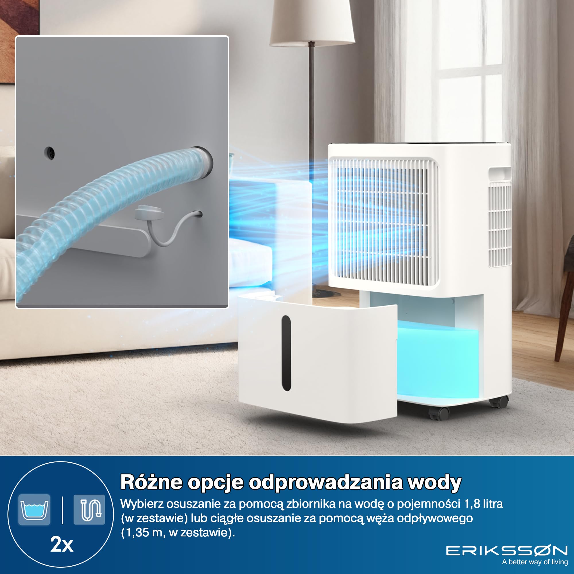 Osuszacz powietrza z wyświetlaczem LED, timerem i zabezpieczeniem przed dziećmi | usuwa 16 l wilgoci po 24 h | do pomieszczeń o powierzchni ok. 70 m² (140 m³) | energooszczędny osuszacz