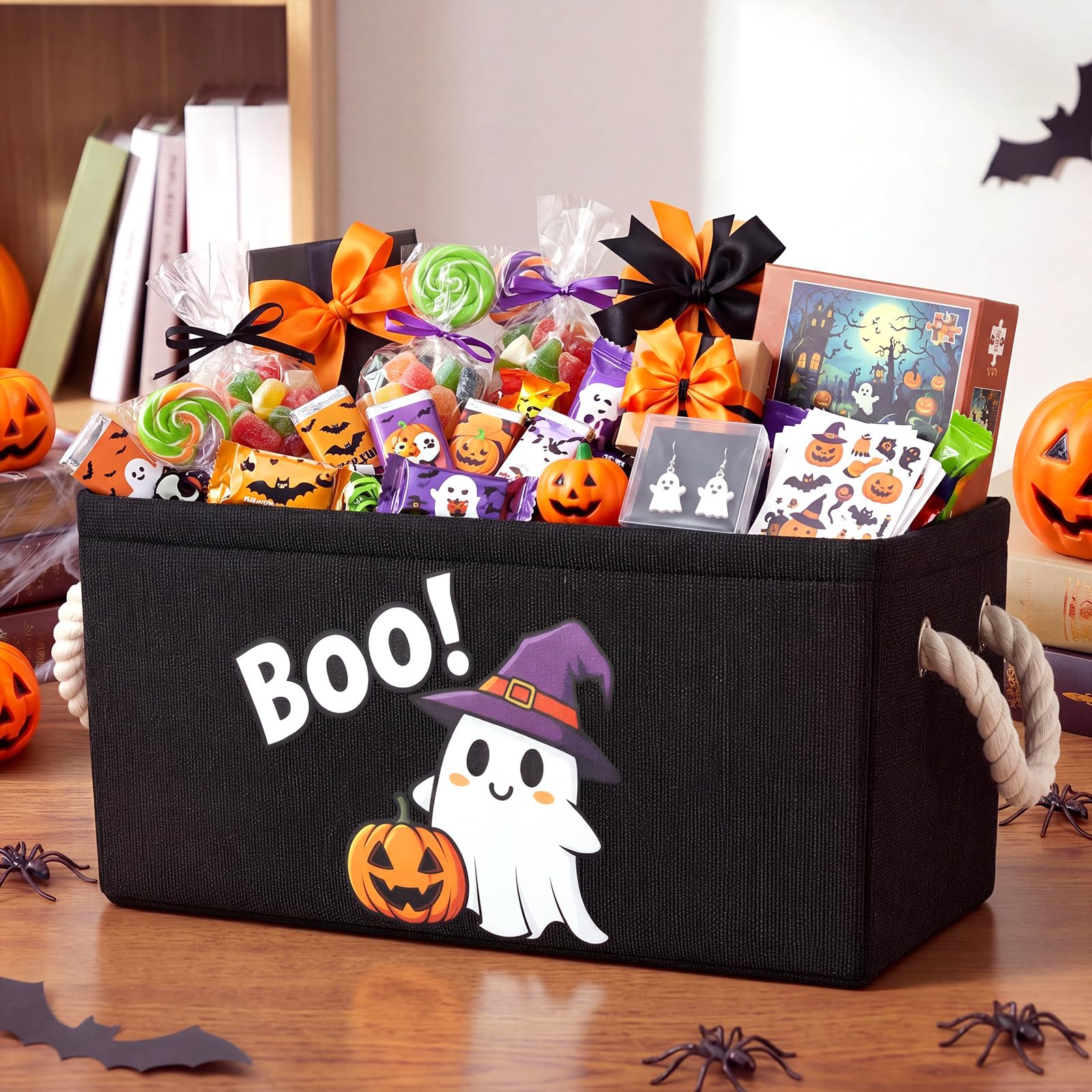 Large Halloween Boo Basket - Candy & Decor Storage -1