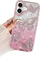 Vista 65 de BITOBE Diseñada para iPhone 16 Pro Max, Bonita Funda de Mariposa 3D Delgada con Chapado Brillante Reluciente de Lujo para Mujeres y Niñas Protectora