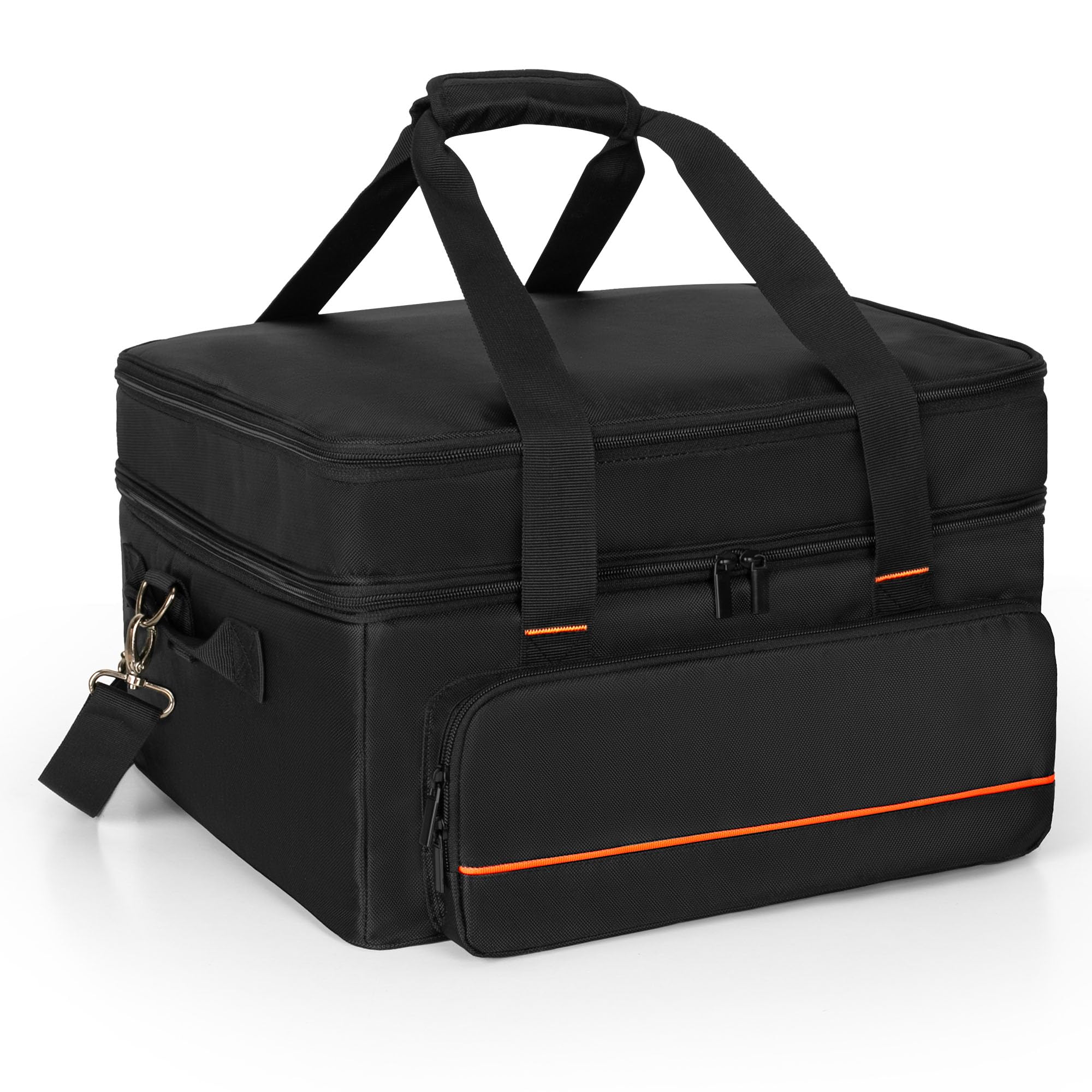 samdew Double-Layer Grill Carrying Bag, Padded Grill Case Compatible with Ninja GR101 Sizzle Smokeless Indoor Grill & Griddle, BBQ Storage for Plate & Accessories Tools, Bag Only