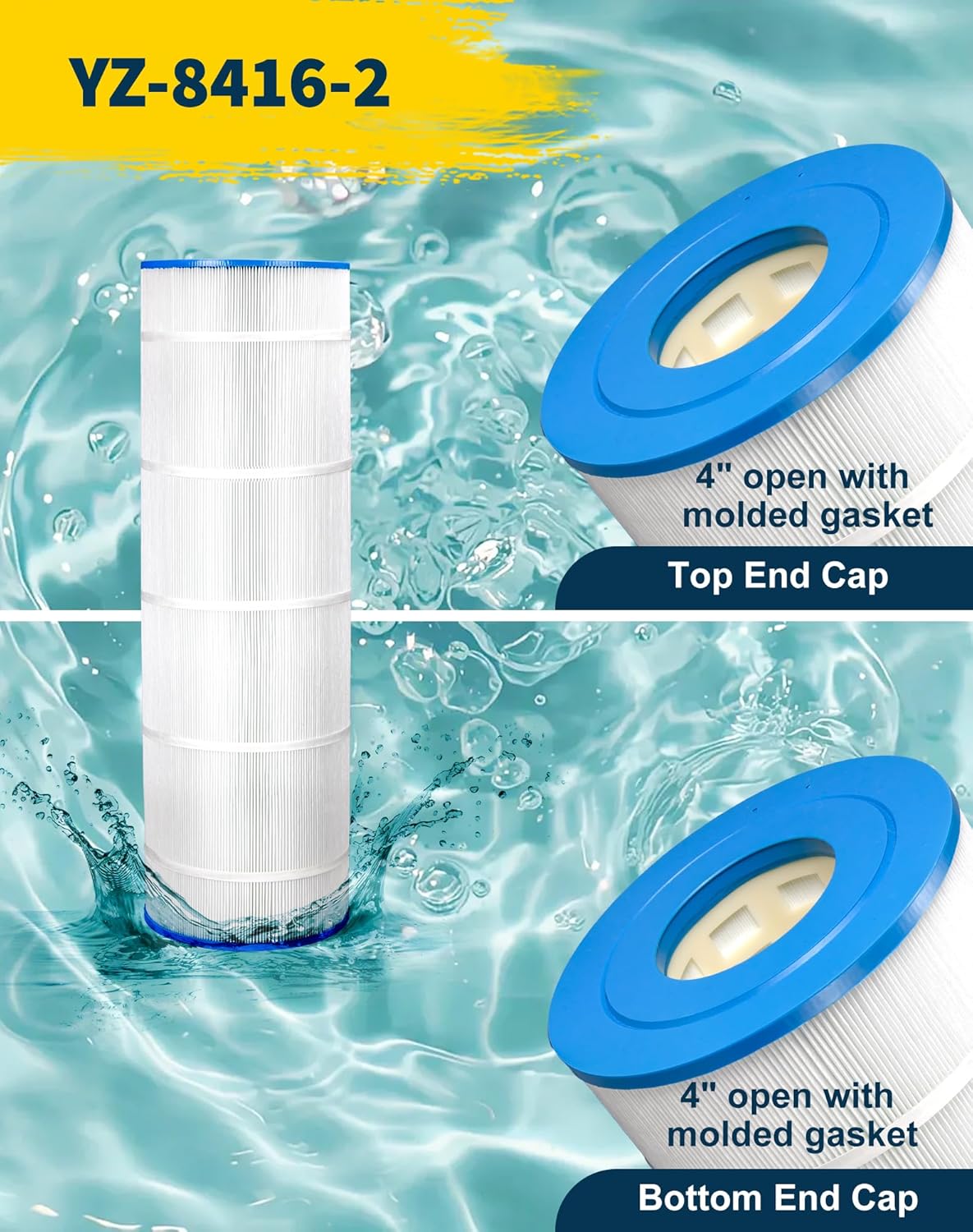 Swimming Pool Filter Replaces for C-8416, Filbur FC-2576, PWWPC150B, 25230-0150S, Posi-Clear PXC-150, Darlly 81504, 150 sq.ft Hot Tub Filter, 2 Pack