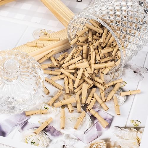 Miniatura 6 de Nuorest - 300 piezas de papel de desplazamiento vintage, papel de mensaje escribible de 1 x 2.36 pulgadas, papel de desplazamiento para letras,