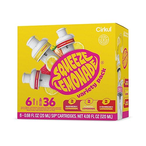 Cirkul Squeeze Lemonade B-Vitamins Flavor Water Variety Pack, Makes 36 Drinks, No Sugar, Zero Calorie Drink Mix, (2 Classic, 2 Strawberry, 2 Raspberry) - Squeeze Lemonade Variety Pack