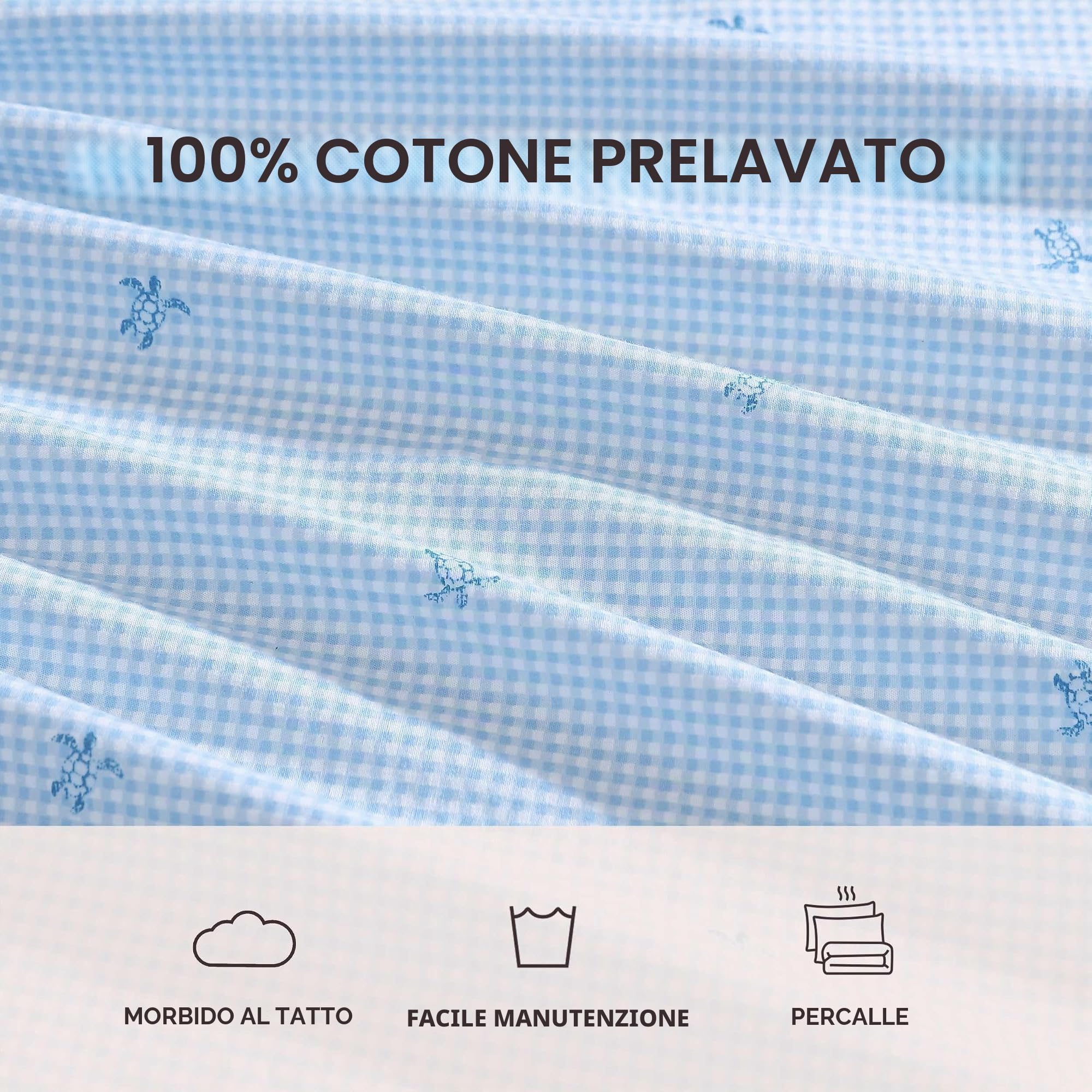 Laura Ashley - Lenzuola per letto matrimoniale, set di biancheria da letto in percalle di cotone, leggero e traspirante, decorazione per la casa (tartaruga a quadretti blu, letto matrimoniale)