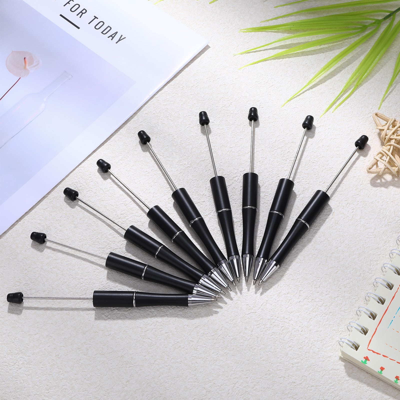 Schwarze Perlenstifte, Großpackung mit Nachfüllungen und Beuteln, Kunststoff-Perlenstifte, schwarzes Perlenstift-Set, DIY-Stift für Perlen, Geschenke für Kinder und Studenten zum Basteln, Bürozubehör
