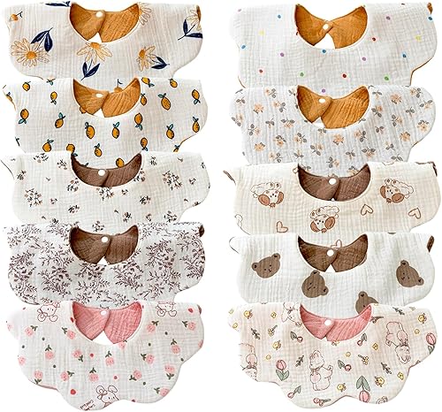Miniatura 13 de EllieHouse Baberos para bebés para niñas y niños, paquete de 10 baberos de muselina de algodón para bebés y niños pequeños
