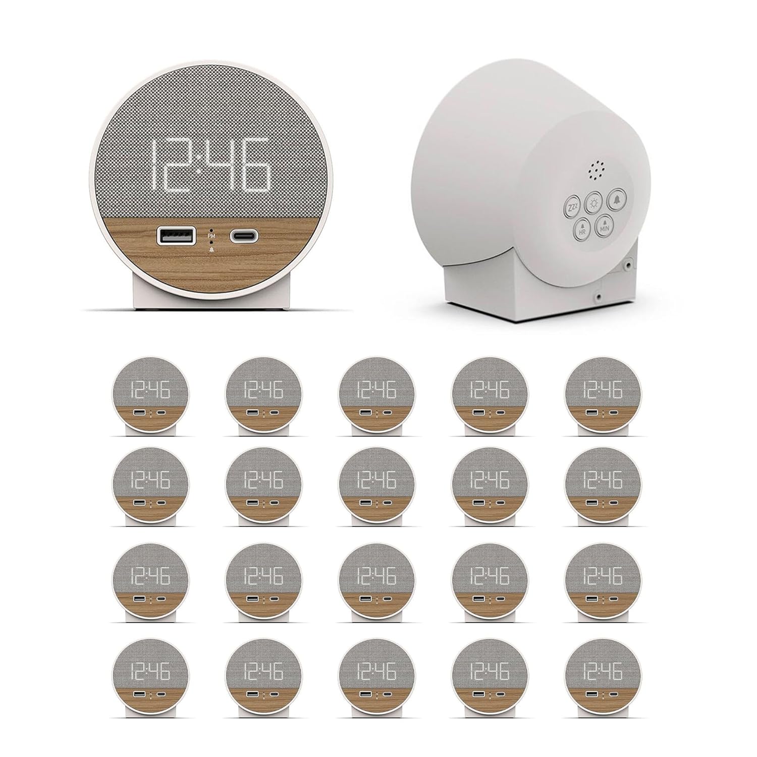 Nonstop NSO2-WFL USB-C Hotel Alarm Clock Walnut Weave 20 Units