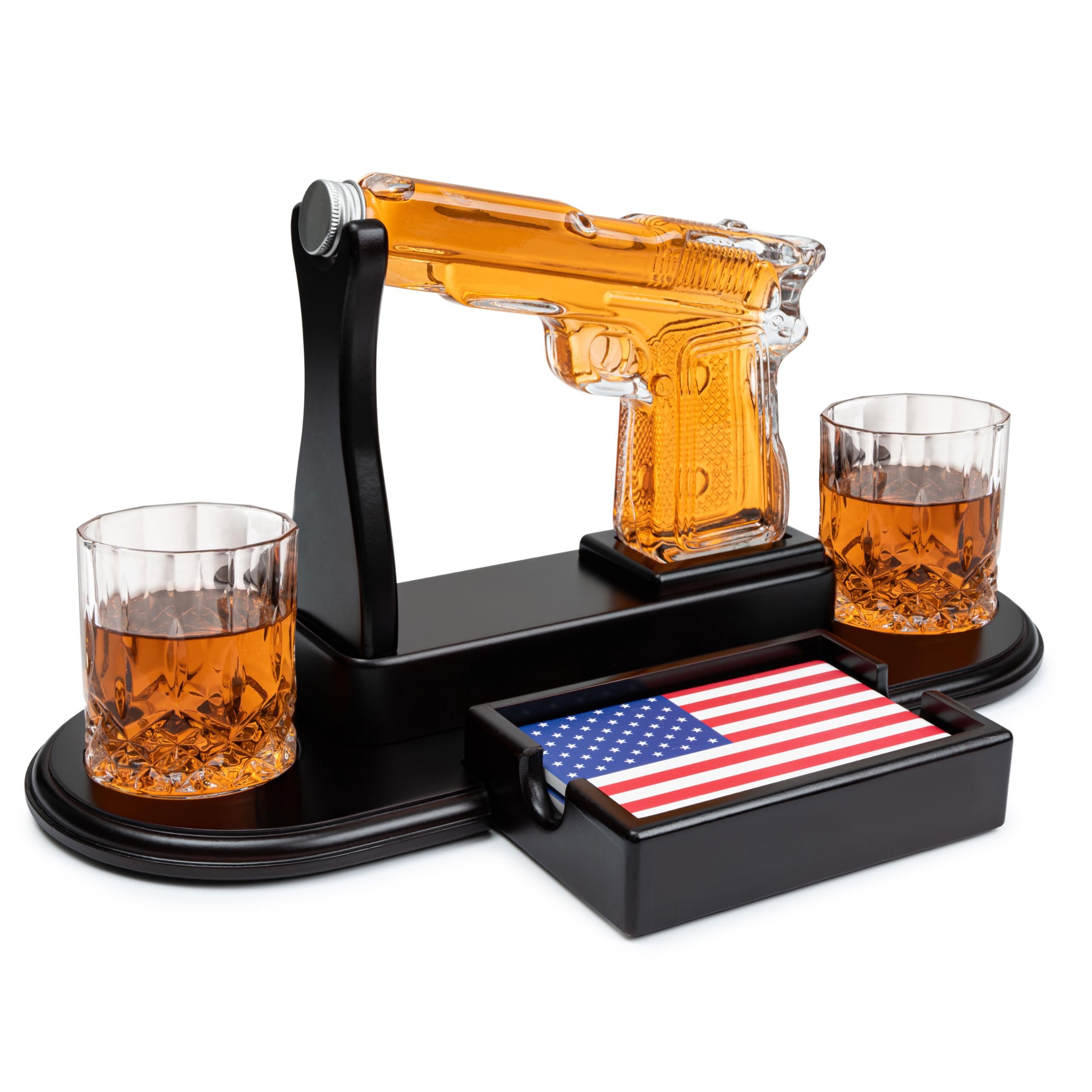 Décanteur à liqueur pistolet avec verre à whisky - Cadeau vétéran et militaire 255g