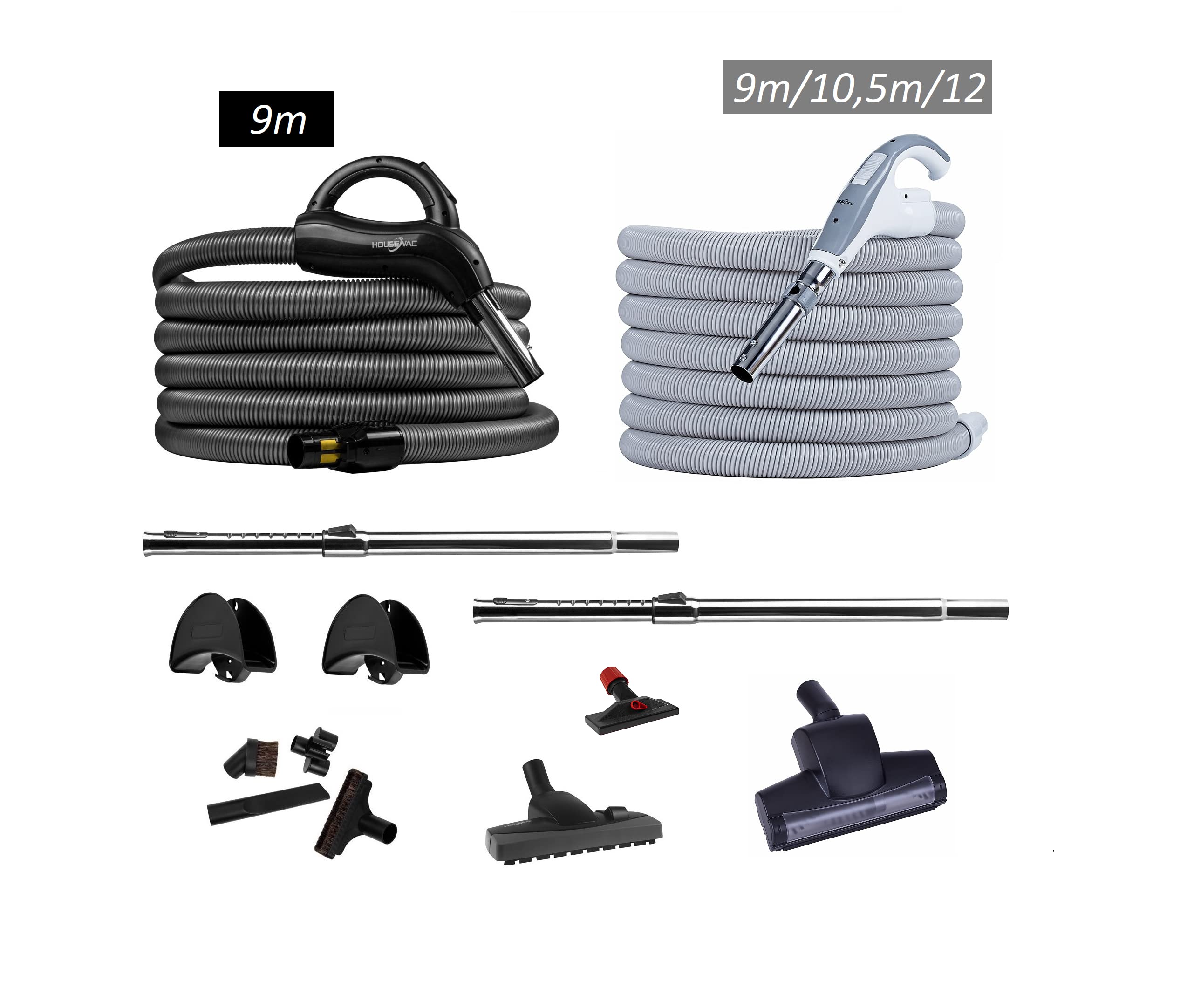 Zentralstaubsauger SpeedCleaner HV-755ST-35H 755 AirWatts Ametek Motor-1700W 2 Turbinen Soft Start/Stop Hybridzyklonfiltration + 2 x Premium Zubehörset 9m