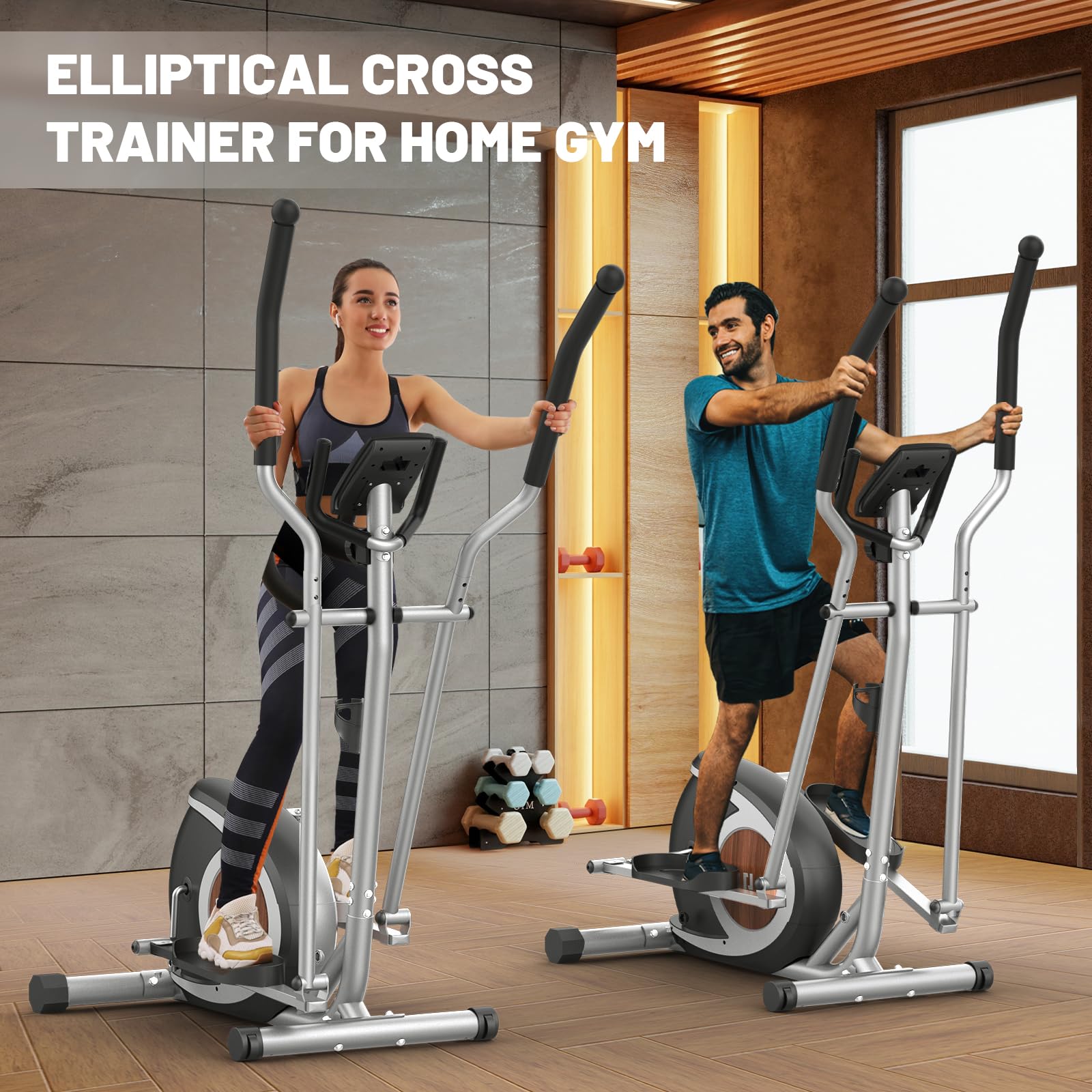 Ellittiche Da Casa, Macchina Ellittica Magnetica Con 16 Livelli Di Resistenza, Monitor LCD, Pedale Antiscivolo, Portabottiglie, Fino a 265 LBS Fitness Esercizio Ellittico Stepper 3 in 1