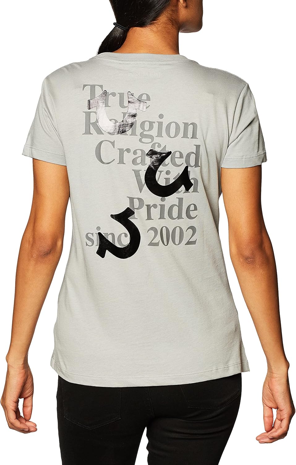 True Religion Women's Triple Threat Short Sleeve Crew Neck Tee