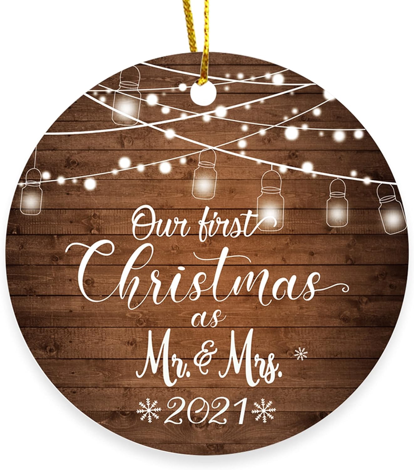 Our First Christmas Married Ornament 2021 Personalized Mr and Mrs Wedding Gifts for Couple Unique Funny Decorations Decor Set for Home