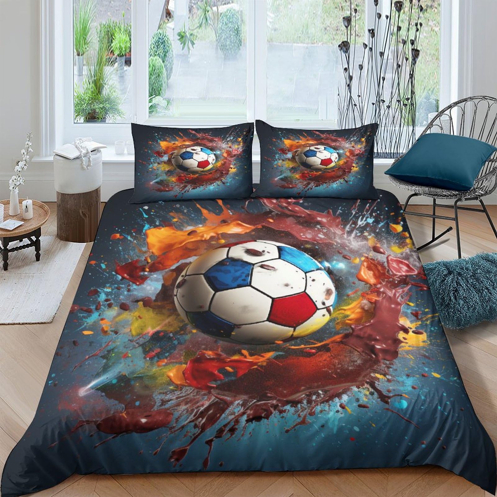 Parure de lit football hypoallergénique pour lit double afin de protéger la peau des enfants