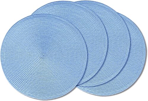 Miniatura 12 de AHHFSMEI Juego de 6 manteles individuales redondos trenzados de 15 pulgadas para mesas de comedor, tejidos naturales, resistentes al calor, juego de